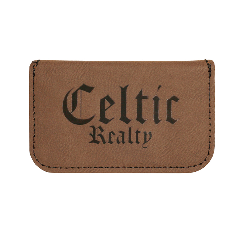 Sealbhóir Cárta Gnó Solúbtha Leatherette Laserable