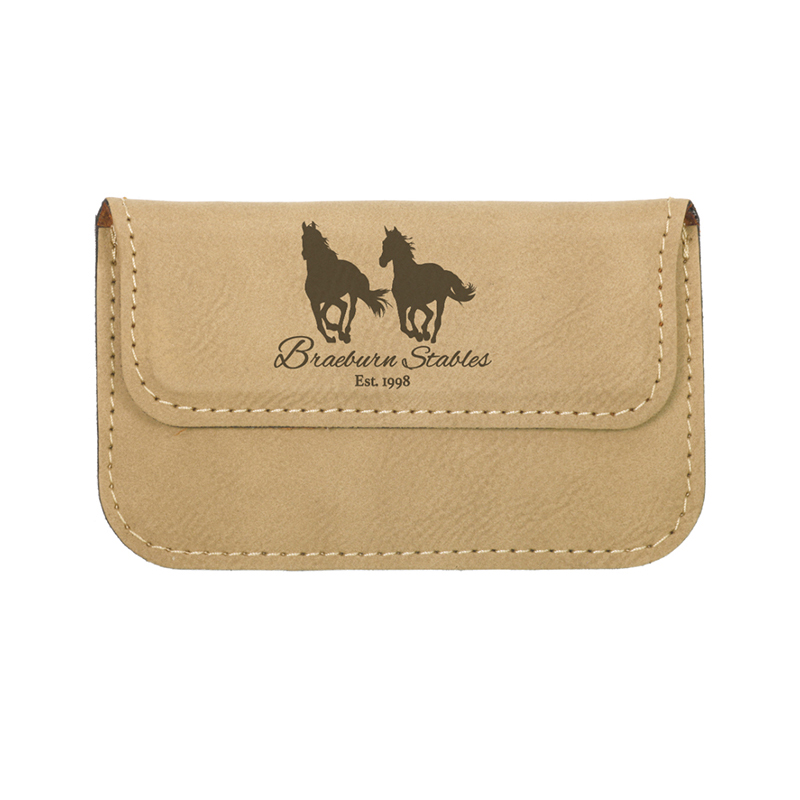 Sealbhóir Cárta Gnó Solúbtha Leatherette Laserable