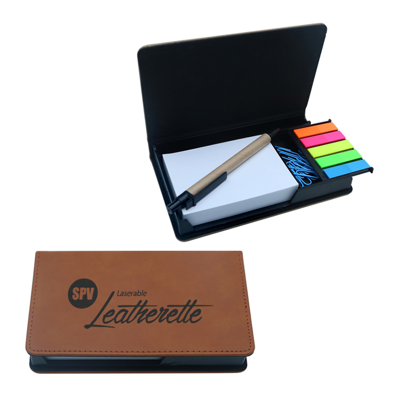 Sealbhóir Notepad Dronuilleog Leatherette Laserable