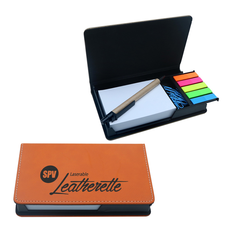 Sealbhóir Notepad Dronuilleog Leatherette Laserable