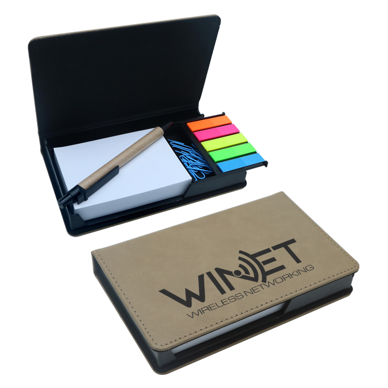 Sealbhóir Notepad Dronuilleog Leatherette Laserable