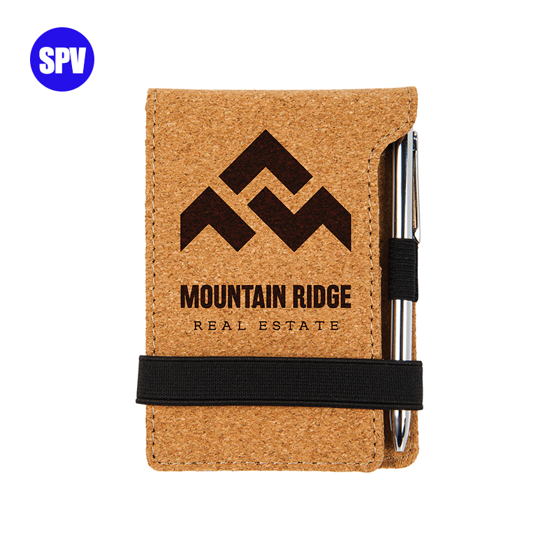 Leabhar nótaí Mini Leatherette Laserable le Peann