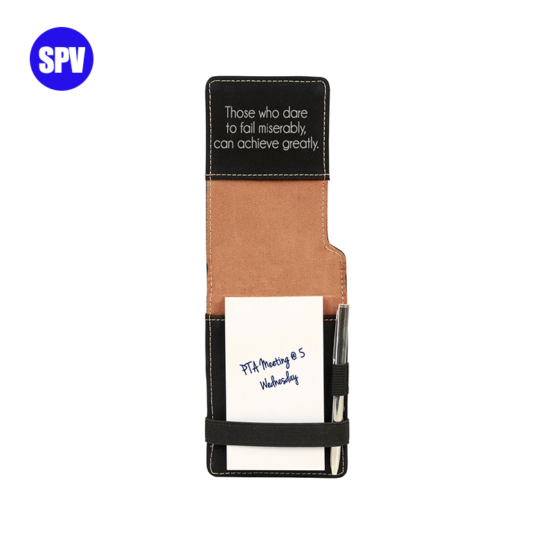 Leabhar nótaí Mini Leatherette Laserable le Peann