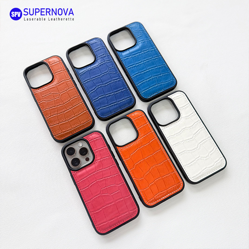 Cás Fón Leatherette Laserable