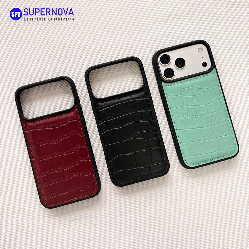 Cás Fón Leatherette Laserable