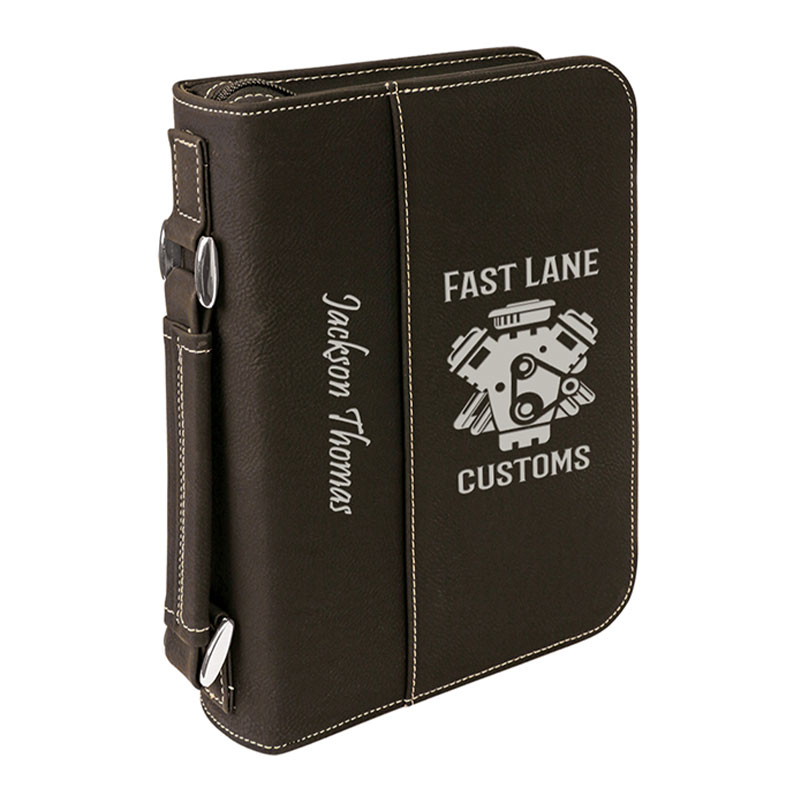 7 1/2'×10 3/4'Clúdach Leabhar Leatherette le Dúnadh Zipper