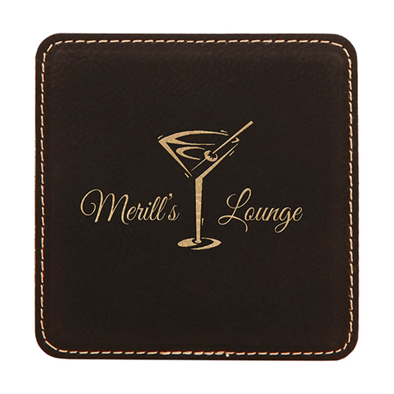 4' x 4' Coasters Leatherette Cearnóg Set 6-Coaster le Sealbhóir