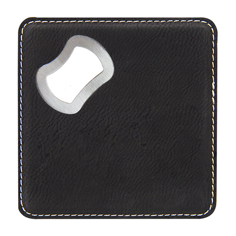 Cóstaer Buidéal Leatherette Leatherette Cearnógach Oscailte