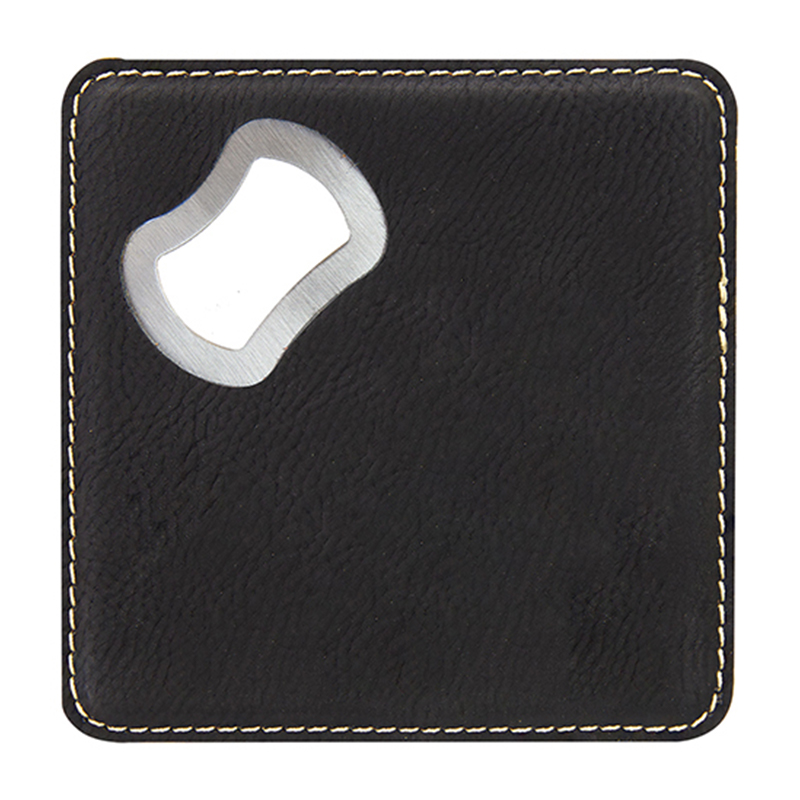 Cóstaer Buidéal Leatherette Leatherette Cearnógach Oscailte