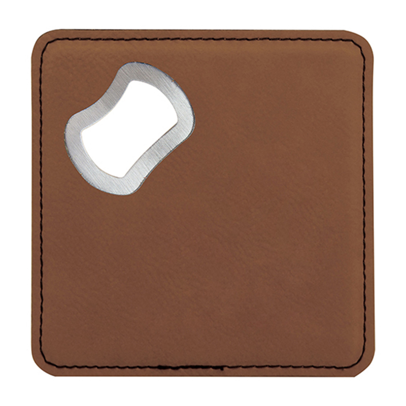 Cóstaer Buidéal Leatherette Leatherette Cearnógach Oscailte