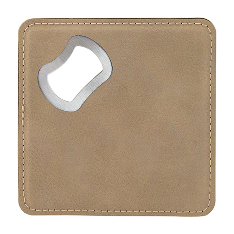Cóstaer Buidéal Leatherette Leatherette Cearnógach Oscailte
