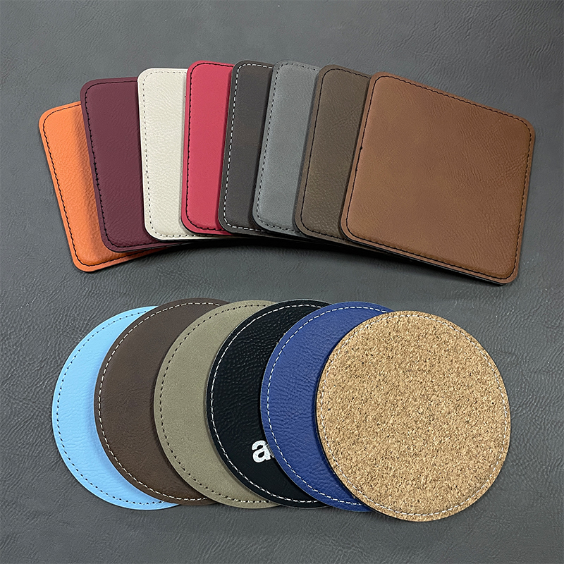 4' x 4' Coasters Leatherette Cearnóg Set 6-Coaster le Sealbhóir