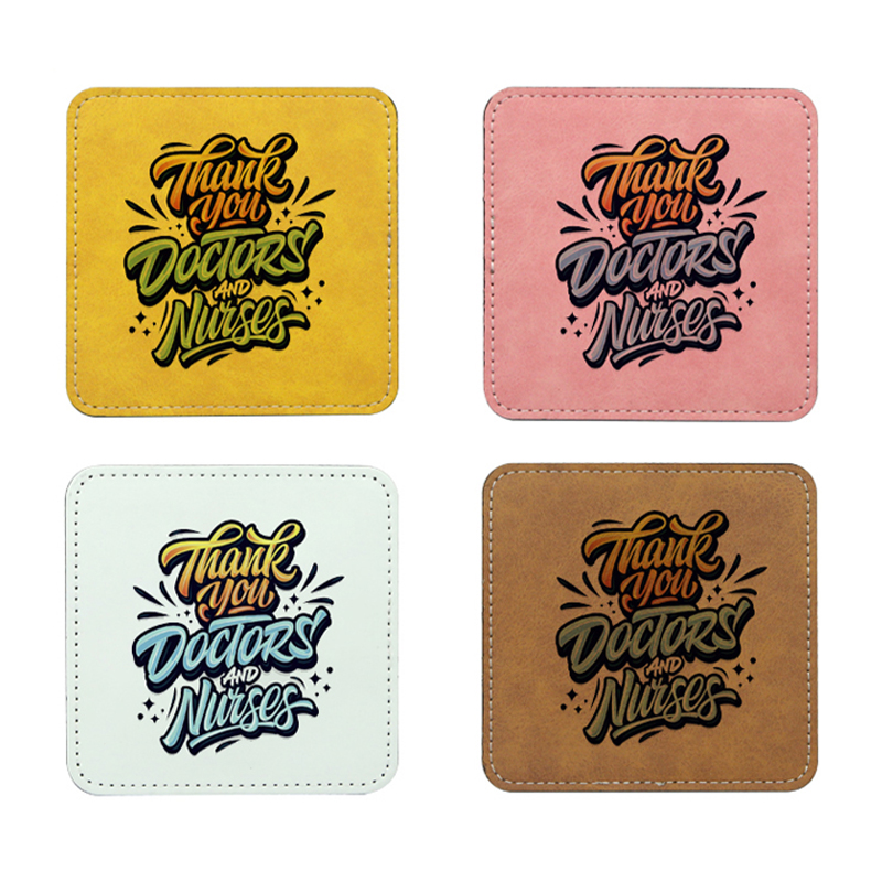 Sublimation PU Leathar Mug Coaster -Cearnóg