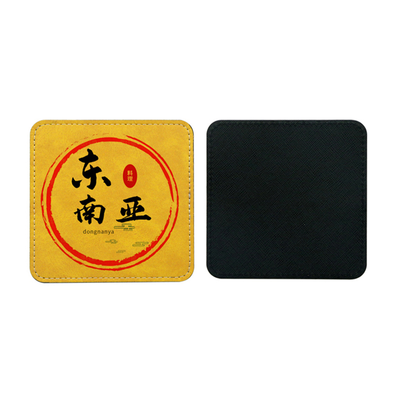 Sublimation PU Leathar Mug Coaster -Cearnóg