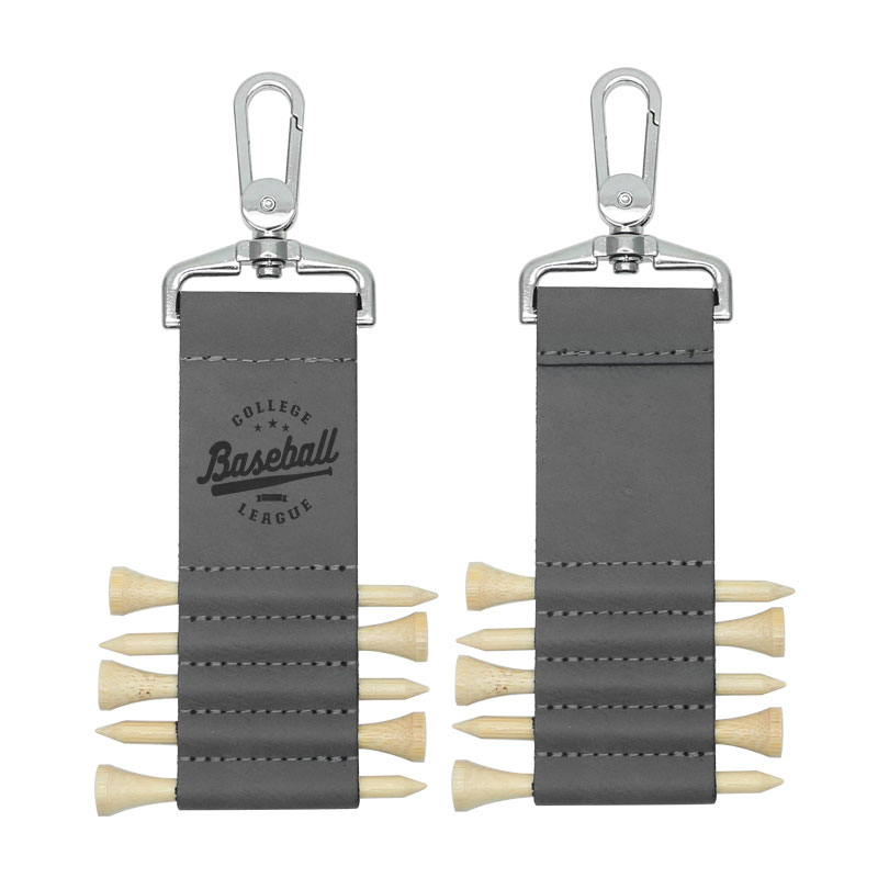 Mála Gailf Laserable Leatherette Clib Keychain le 5 Tí Adhmaid