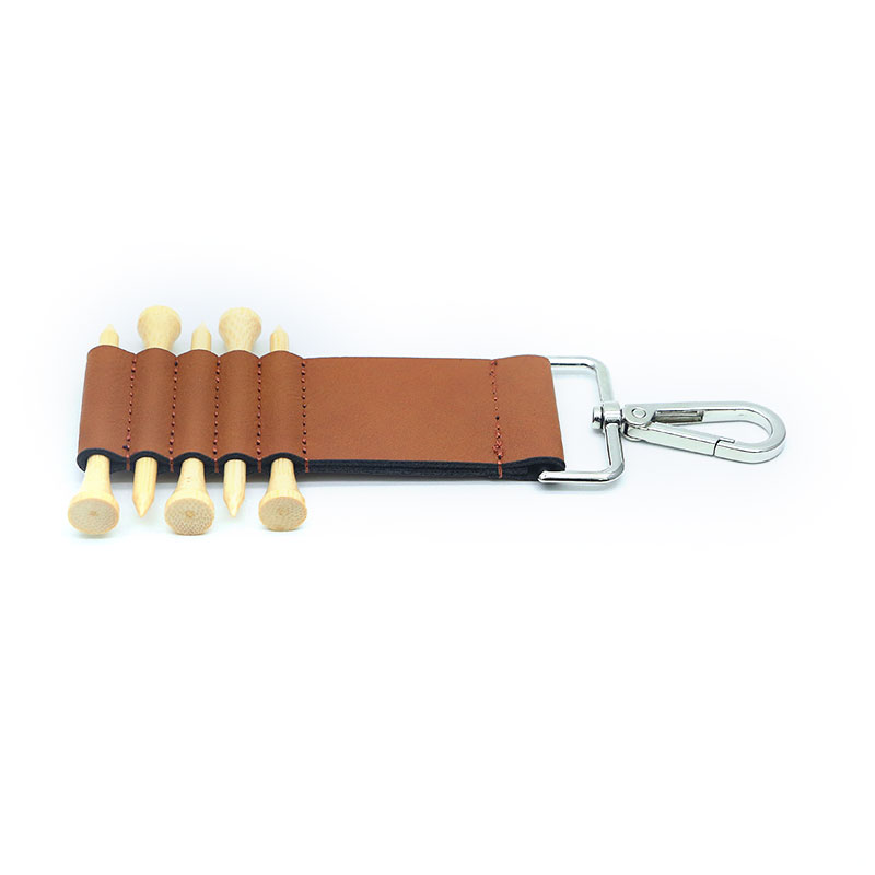 Mála Gailf Laserable Leatherette Clib Keychain le 5 Tí Adhmaid