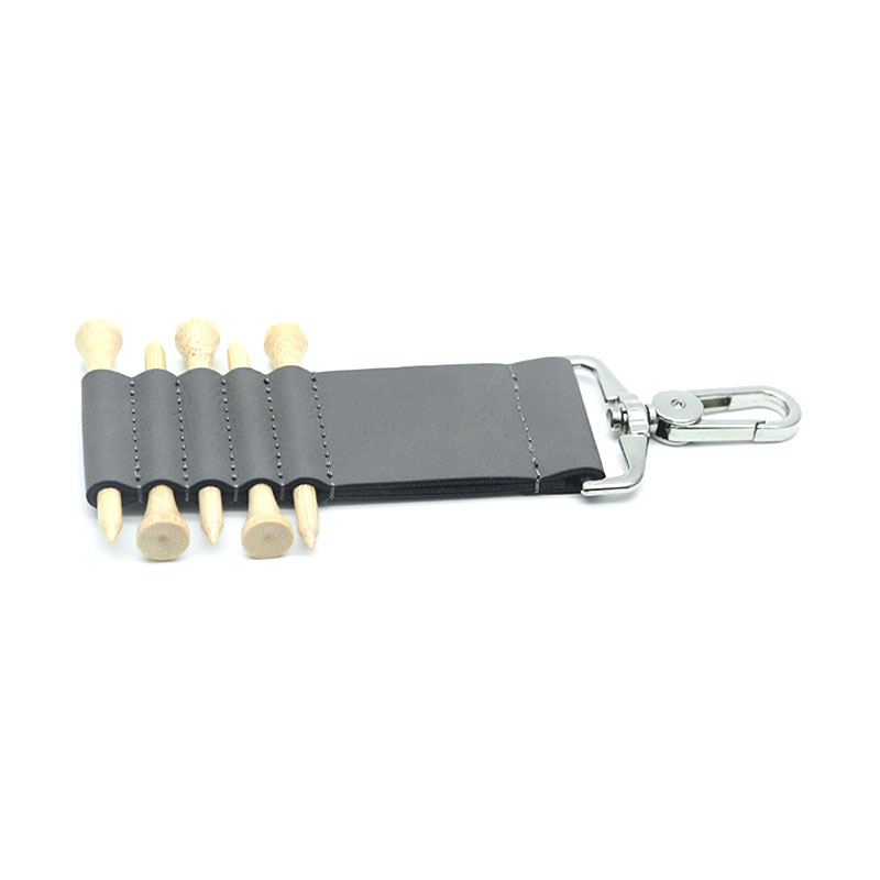 Mála Gailf Laserable Leatherette Clib Keychain le 5 Tí Adhmaid
