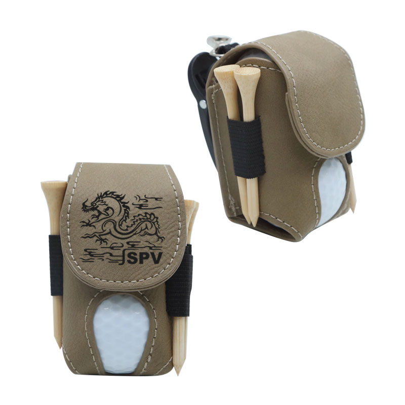 Sealbhóir Liathróid Gailf Laserable Leatherette le 5 Thí Adhmaid