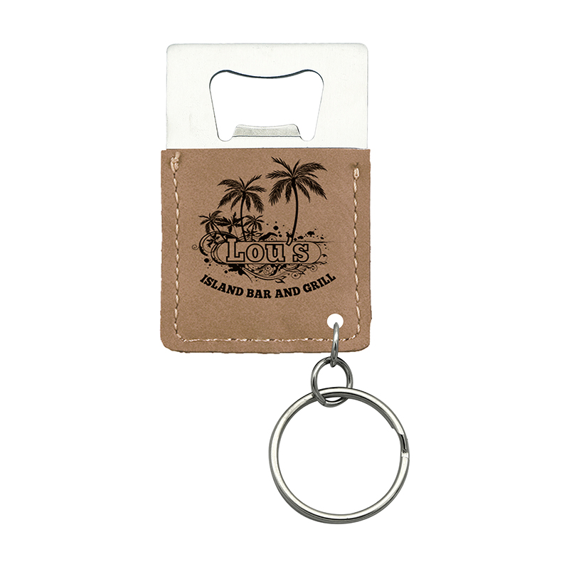 Oscailteoir Buidéal Dronuilleog Laserable Leatherette Keychain