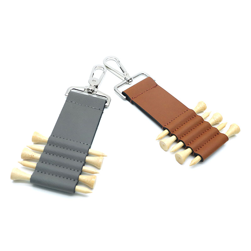 Mála Gailf Laserable Leatherette Clib Keychain le 5 Tí Adhmaid