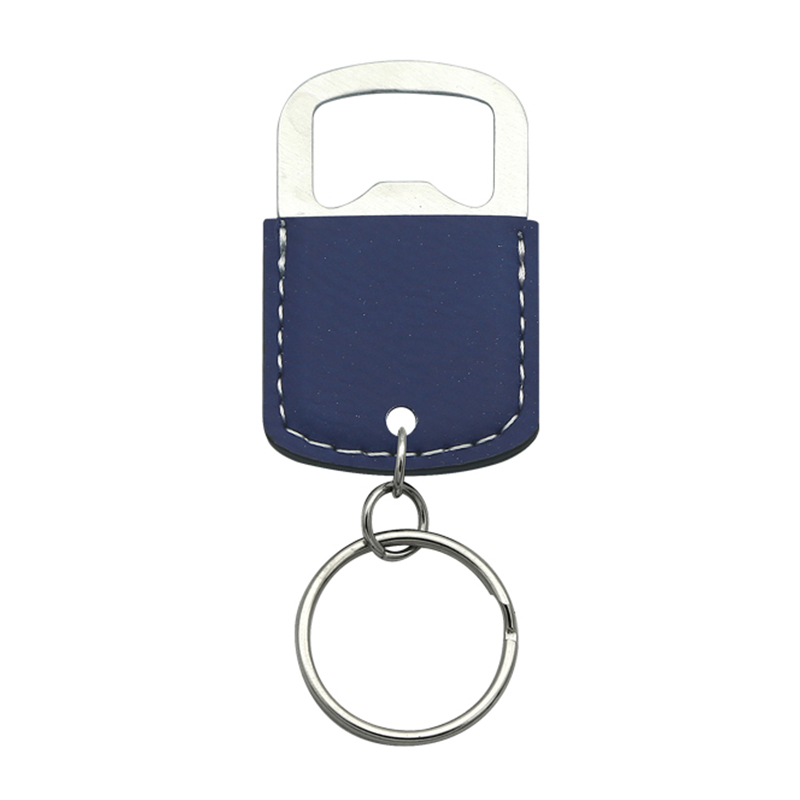 Keychain Oscailte Buidéal Oval Leatherette Laserable