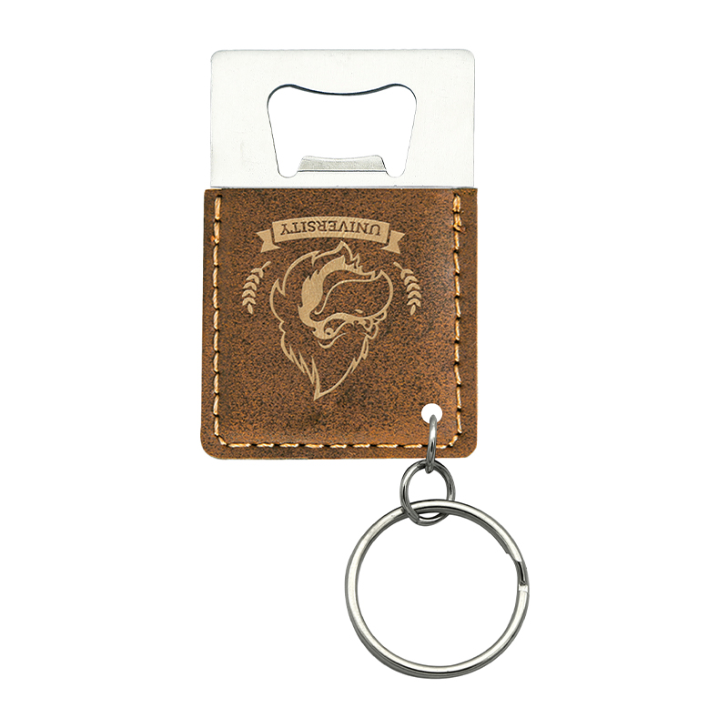 Oscailteoir Buidéal Dronuilleog Laserable Leatherette Keychain