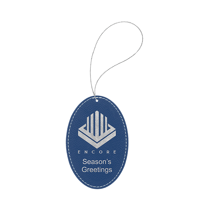 Ornáid Oval Leatherette Laserable