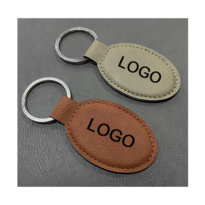 Keychains Oval Leatherette Laserable le Oiled Edge