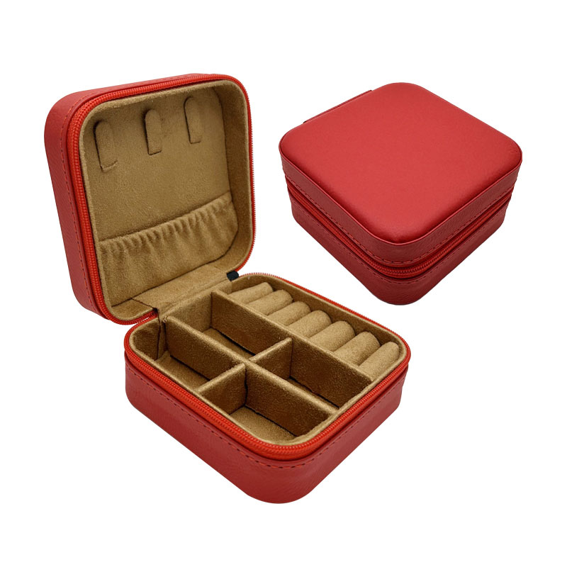 4 × 4 Laserable Leatherette Taisteal Bosca Jewelry le Líneáil Dubh