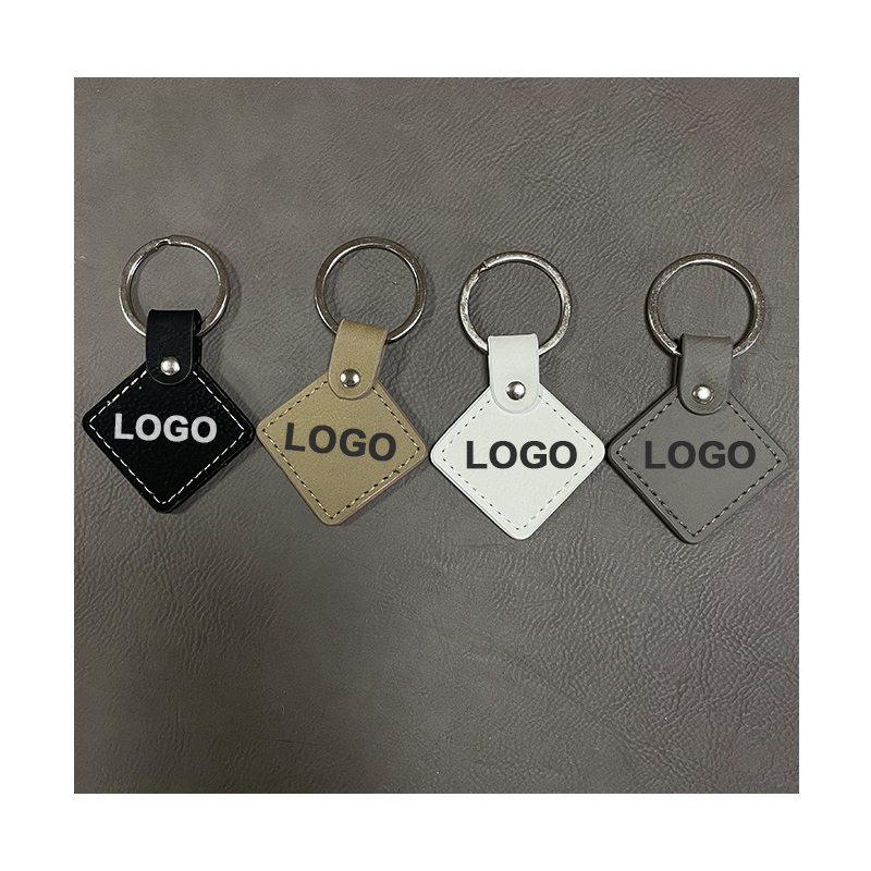 Keychains Cearnóg Leatherette Laserable le Oiled Edge
