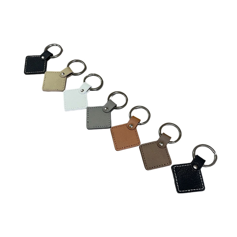 Keychains Cearnóg Leatherette Laserable le Oiled Edge