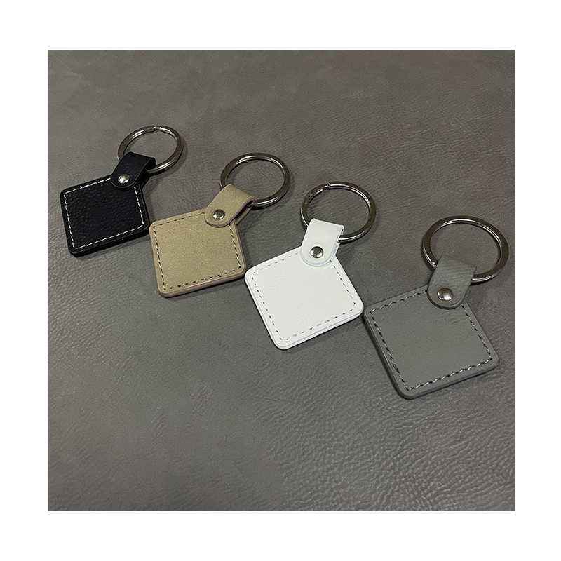Keychains Cearnóg Leatherette Laserable le Oiled Edge
