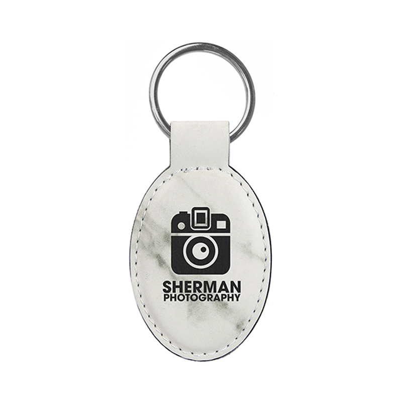Keychain Oval Leatherette Laserable