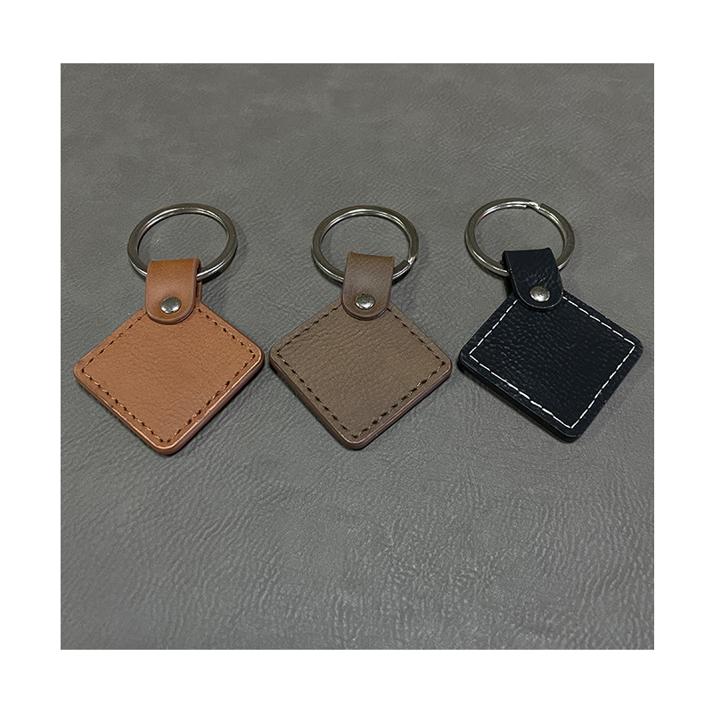 Keychains Cearnóg Leatherette Laserable le Oiled Edge