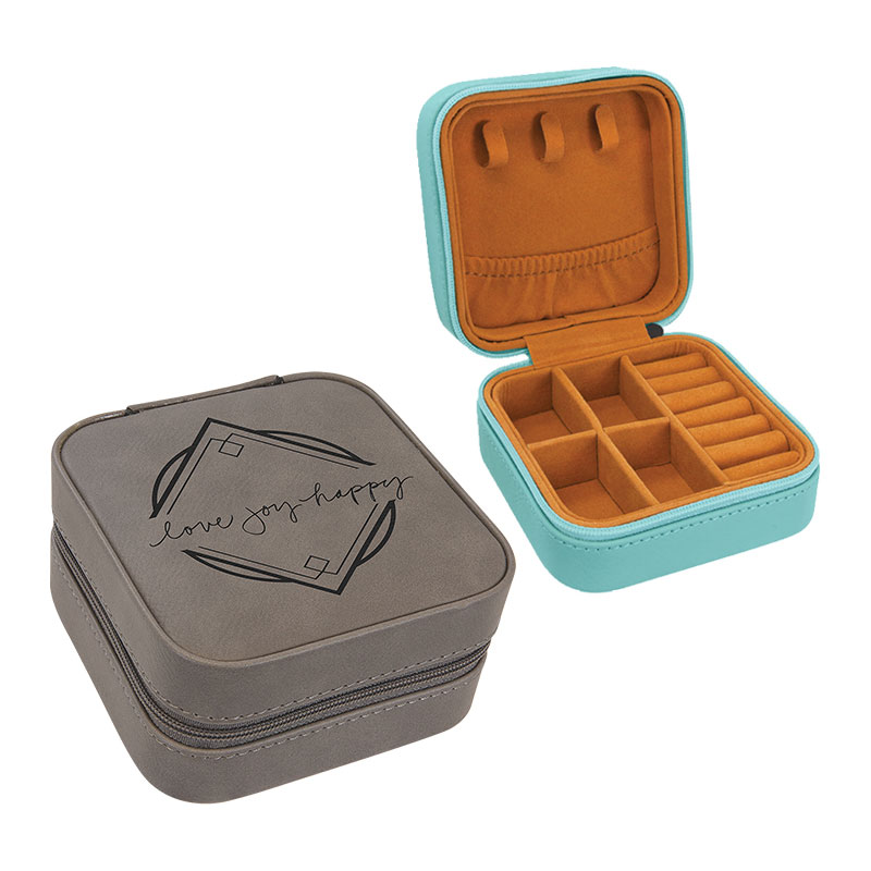 Bosca Seodra Taistil Leatherette Laserable 4×4 le Líneáil Tan
