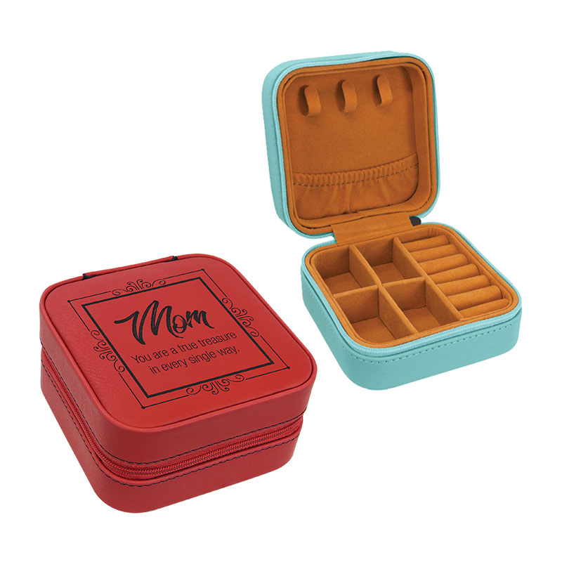 Bosca Seodra Taistil Leatherette Laserable 4×4 le Líneáil Tan