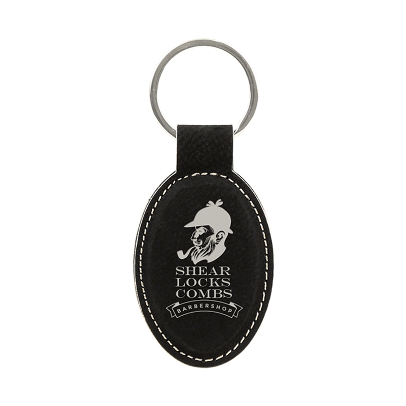 Keychain Oval Leatherette Laserable