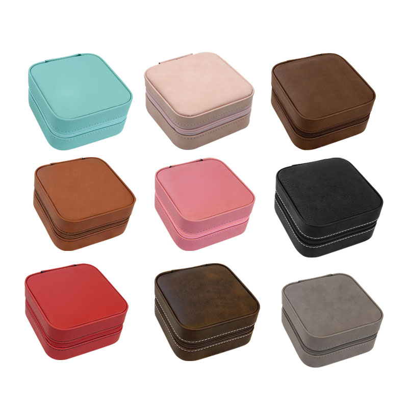 Bosca Seodra Taistil Leatherette Laserable 4×4 le Líneáil Tan