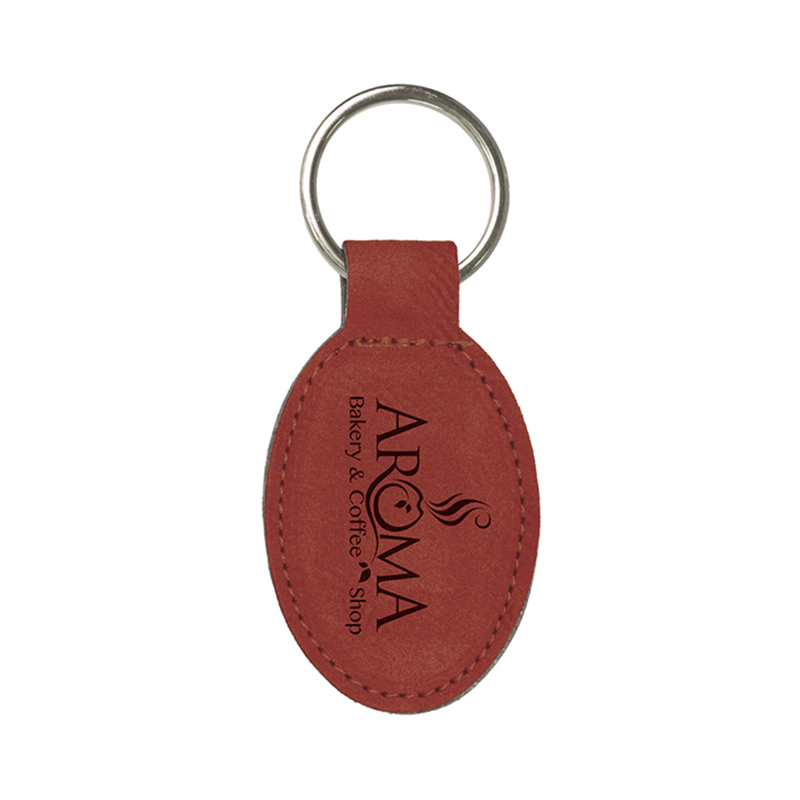 Keychain Oval Leatherette Laserable
