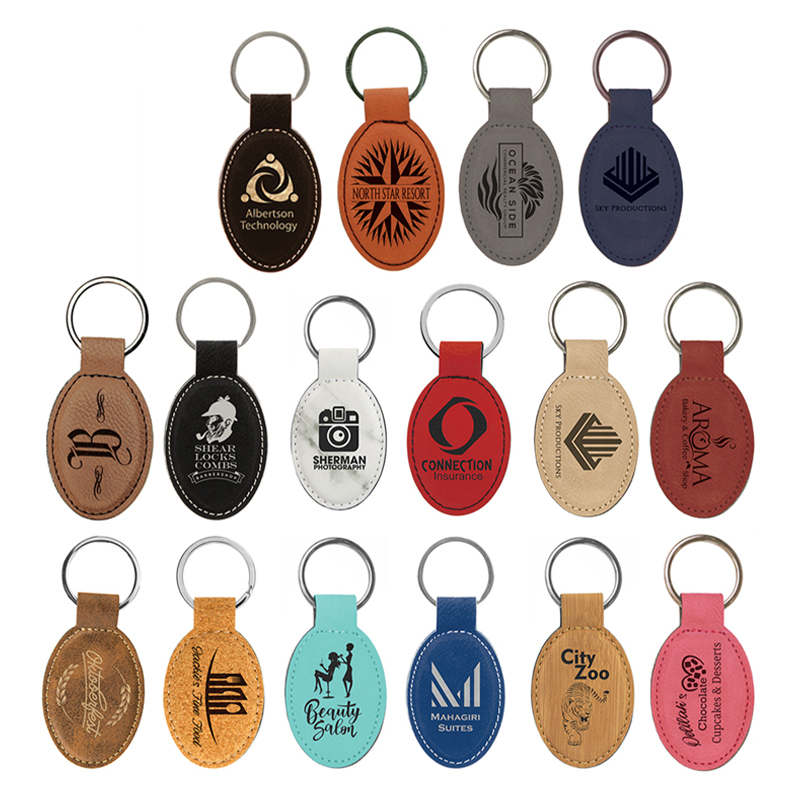 Keychain Oval Leatherette Laserable