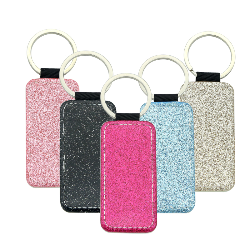 Sublimation Glittering Leatherette Dronuilleog Keychain - Priontáil Thaobh Aonair Sublimation Glittering Leatherette Dronuilleog Keychain - Priontáil Thaobh Aonair