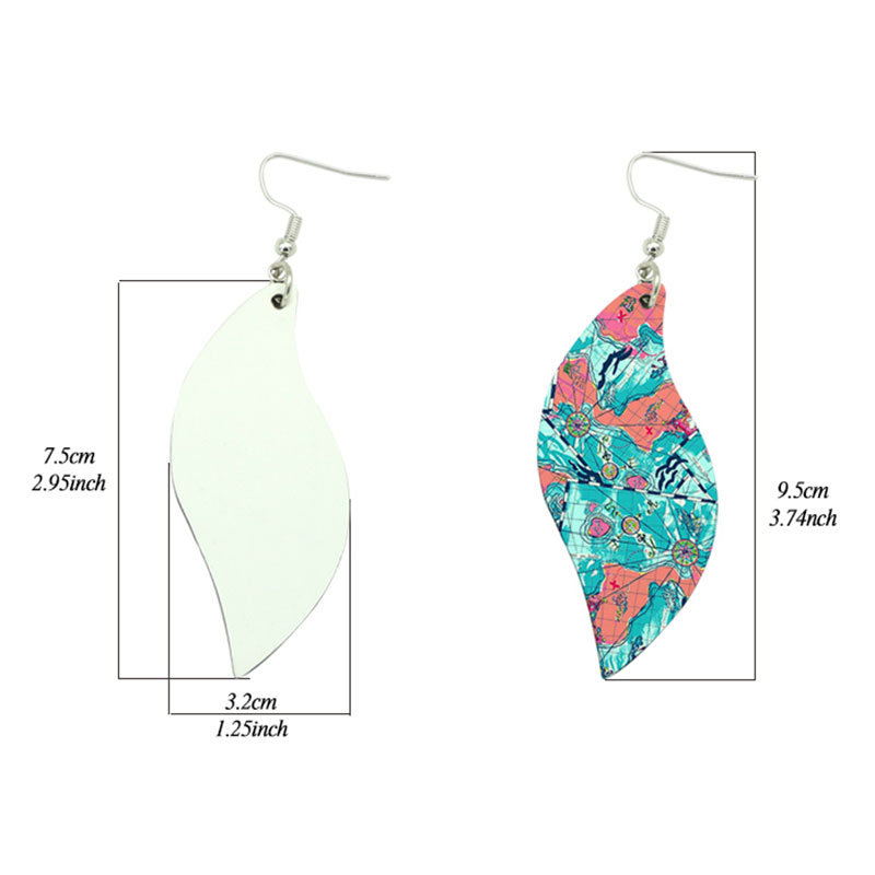 Cruth Duilleog Earring Leathar Sublimation PU (péire)