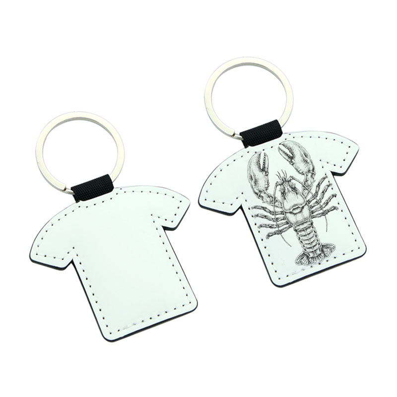 Sublimation PU Leathar T-léine Cruth Keyring - Priontáil Thaobh Dúbailte