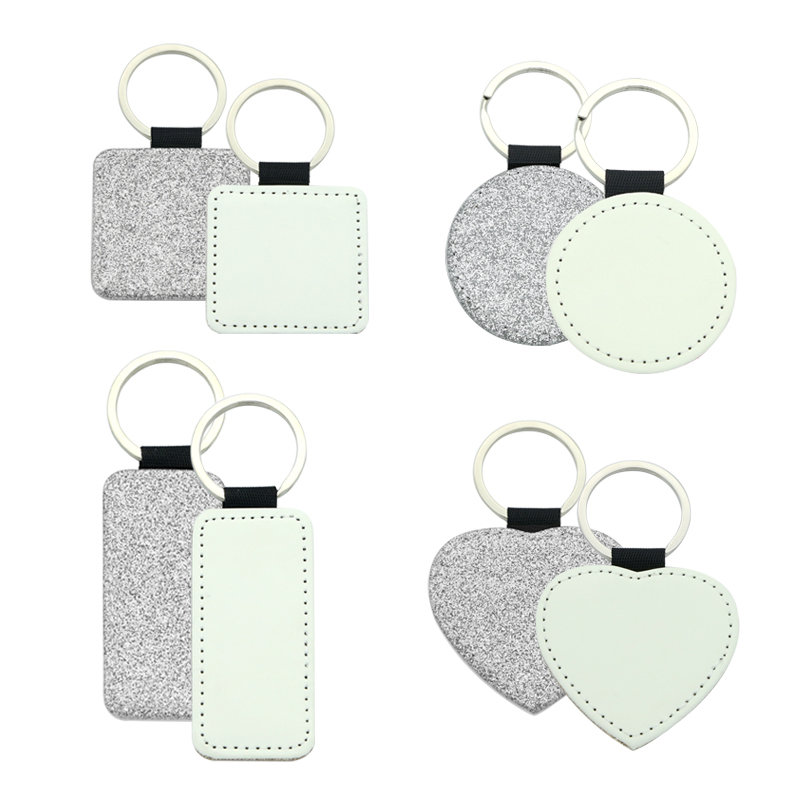 Sublimation Glittering Leatherette Dronuilleog Keychain - Priontáil Thaobh Aonair Sublimation Glittering Leatherette Dronuilleog Keychain - Priontáil Thaobh Aonair