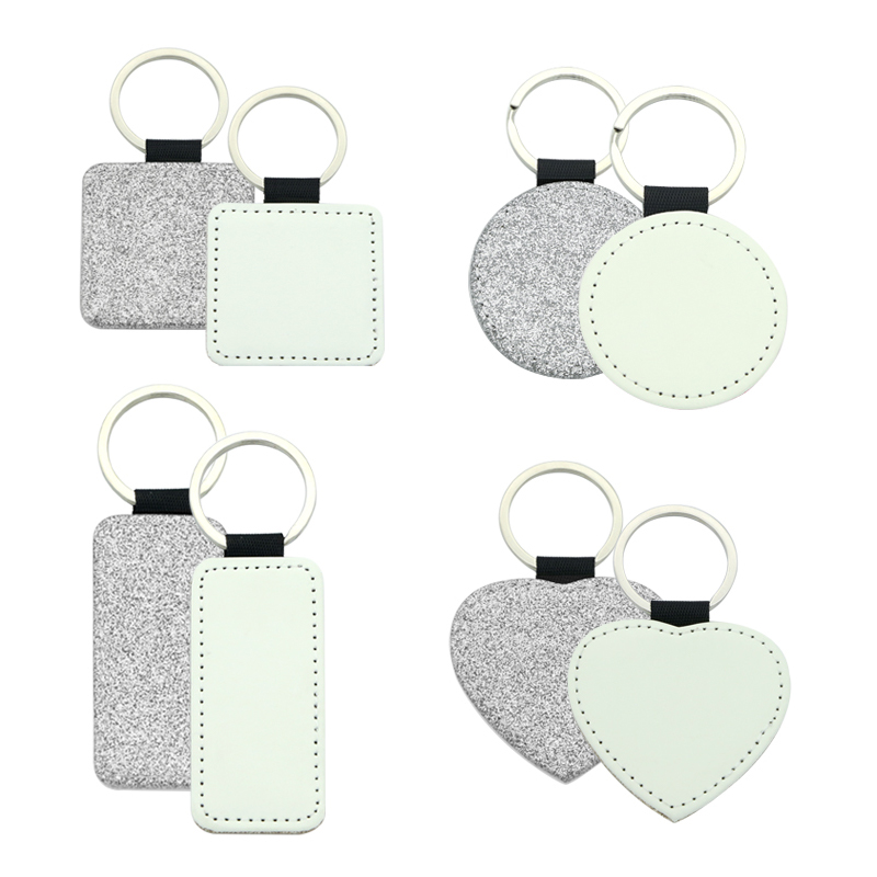 Sublimation Glittering Leatherette Babhta Keychain - Priontáil Thaobh Aonair