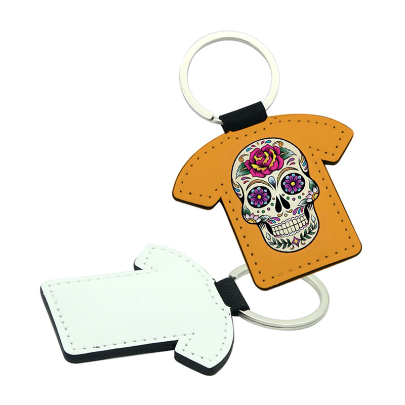 Sublimation PU Leathar T-léine Cruth Keyring - Priontáil Thaobh Dúbailte