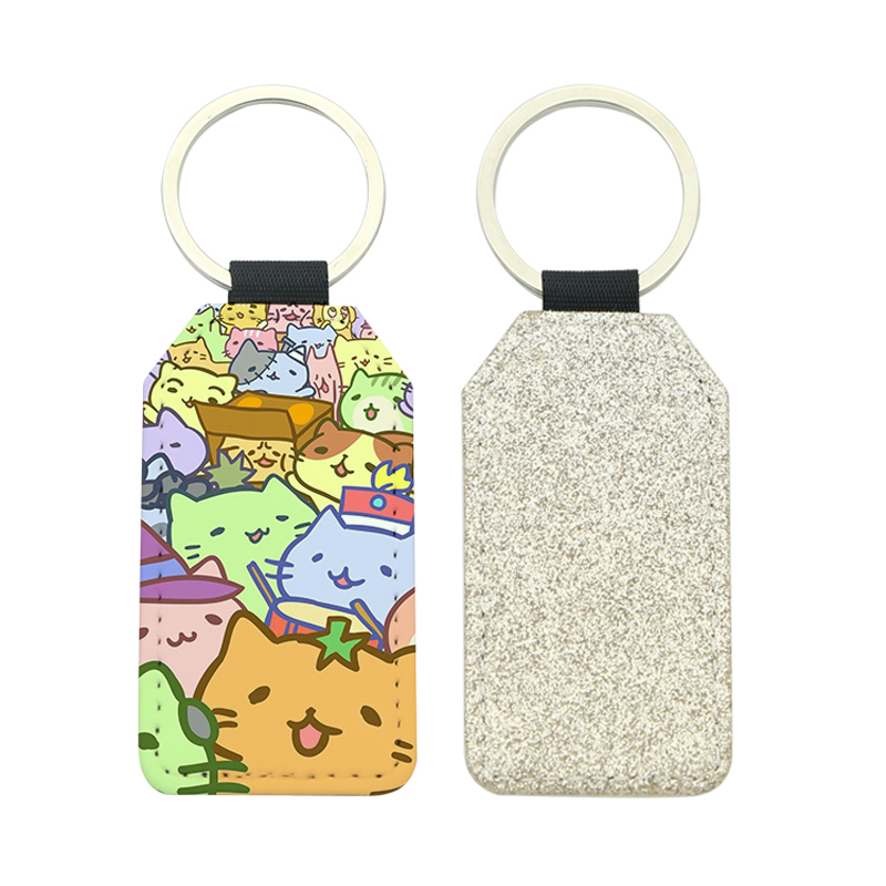 Sublimation Glittering Leatherette Dronuilleog Keychain - Priontáil Thaobh Aonair Sublimation Glittering Leatherette Dronuilleog Keychain - Priontáil Thaobh Aonair