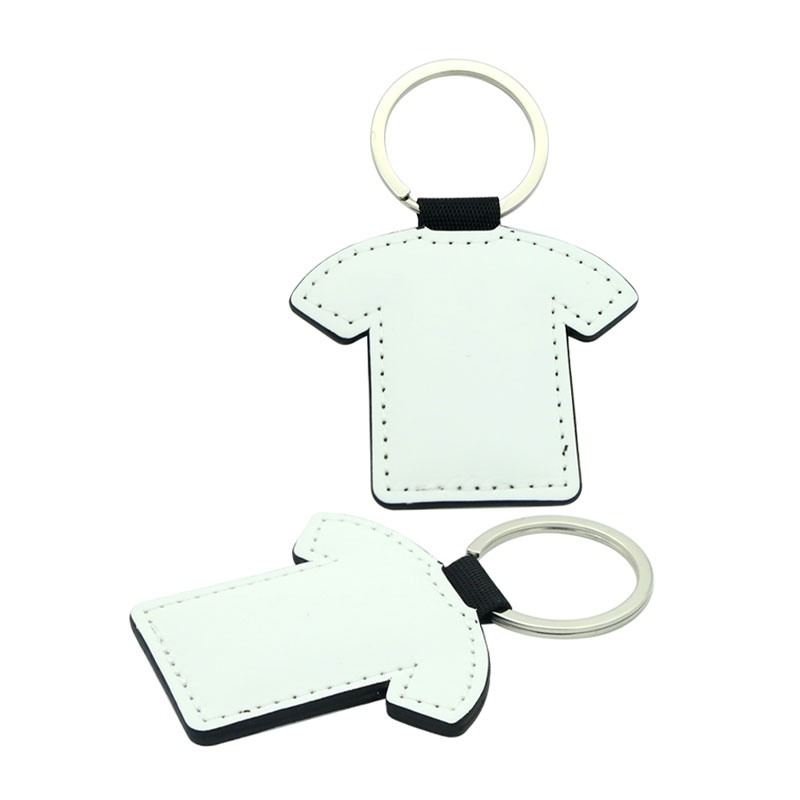 Sublimation PU Leathar T-léine Cruth Keyring - Priontáil Thaobh Dúbailte