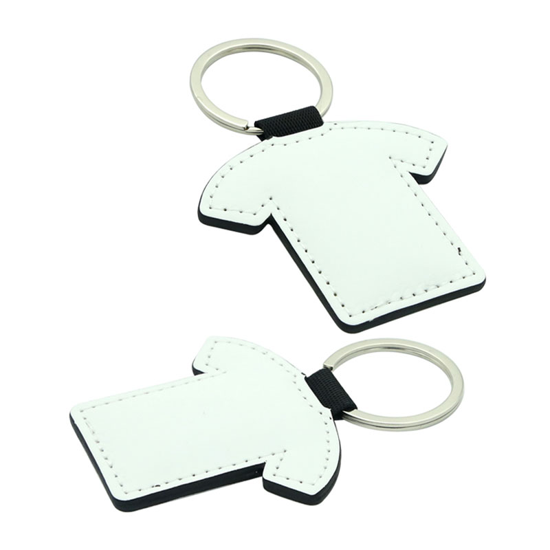 Sublimation PU Leathar T-léine Cruth Keyring - Priontáil Thaobh Dúbailte