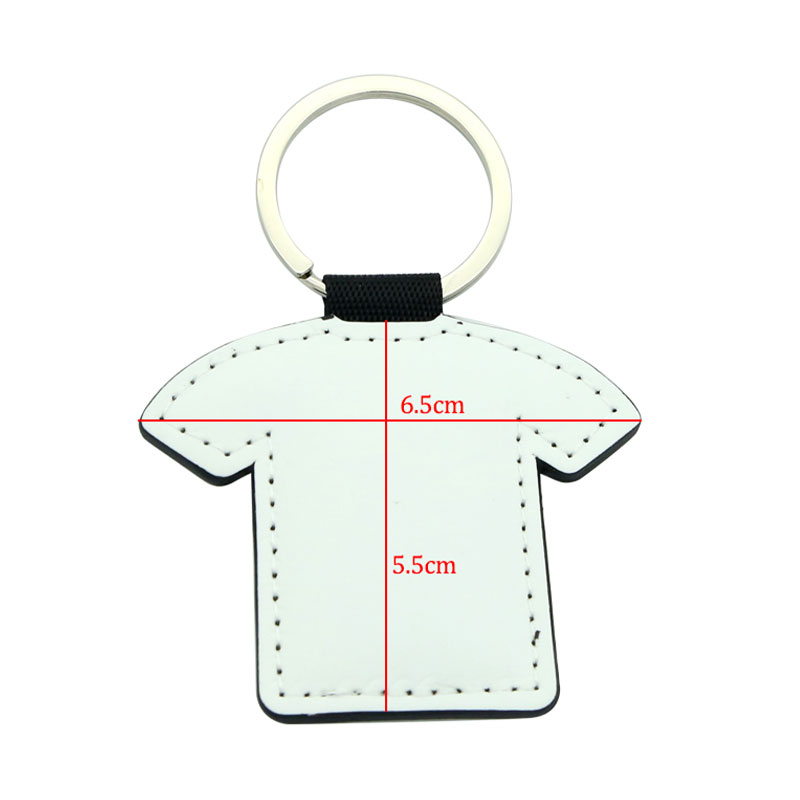 Sublimation PU Leathar T-léine Cruth Keyring - Priontáil Thaobh Dúbailte